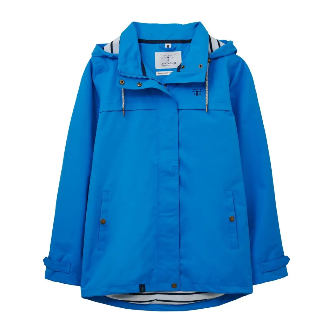 Bright blue Lighthouse Beachcomber Coat with zippered front and soft jersey lining