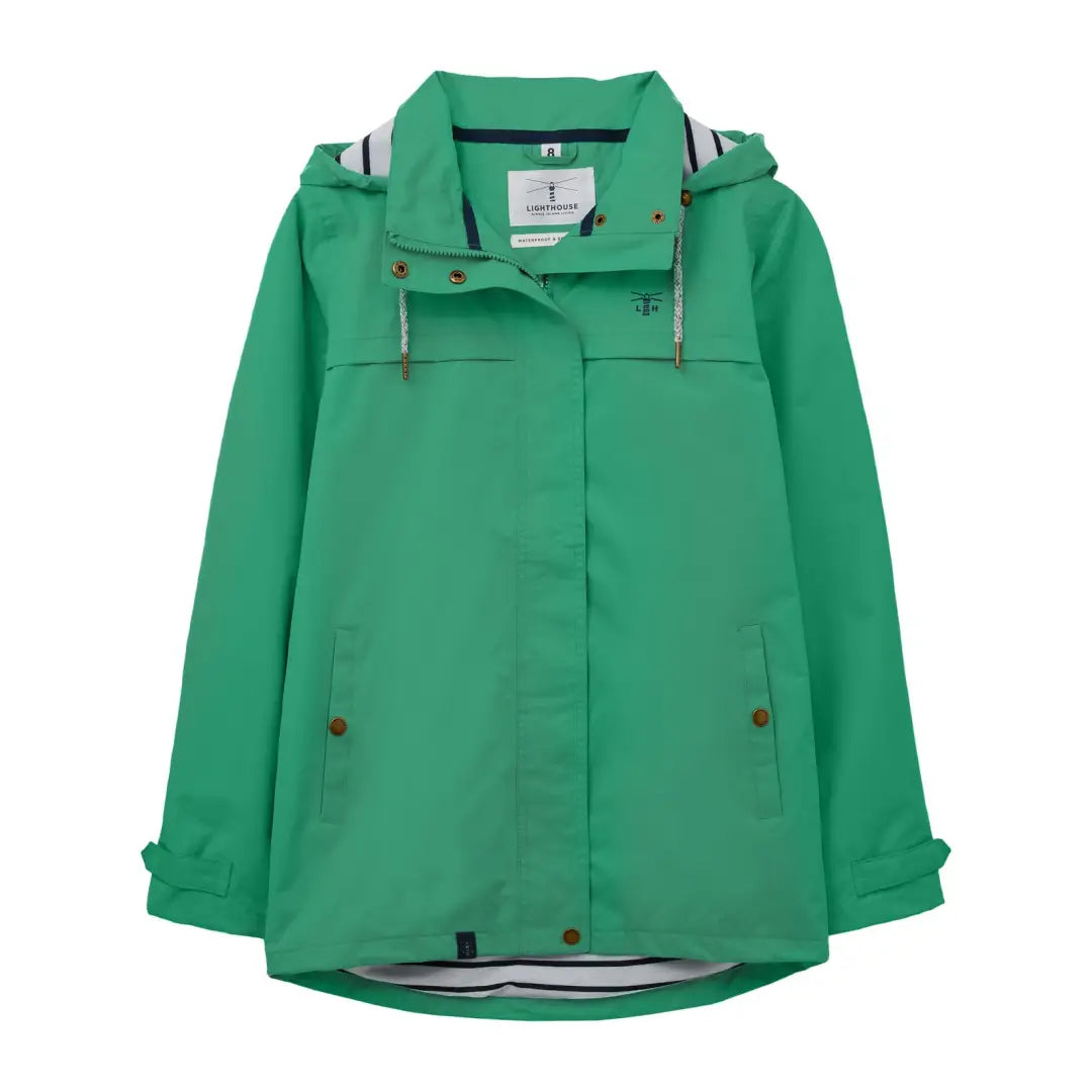 Green Lighthouse Beachcomber Coat, a lightweight waterproof jacket with pockets and collar