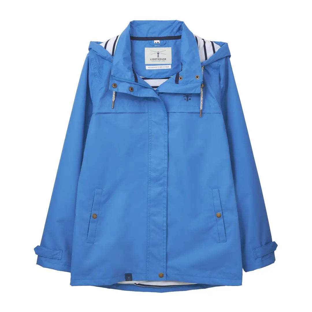 Blue Lighthouse Beachcomber Ladies Waterproof Jacket with hood and pockets