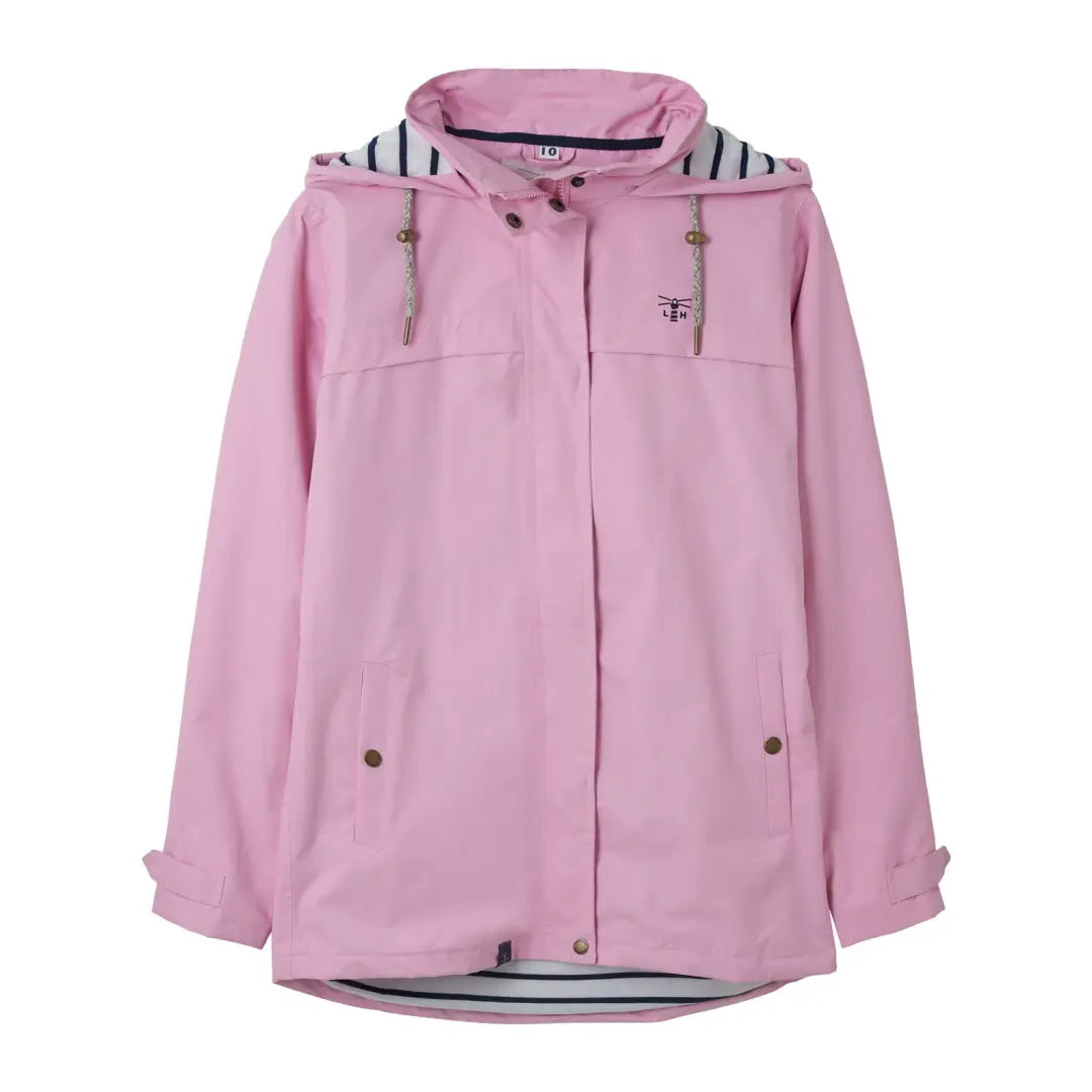 Pink hooded raincoat with stripes for Lighthouse Beachcomber Ladies Waterproof Jacket