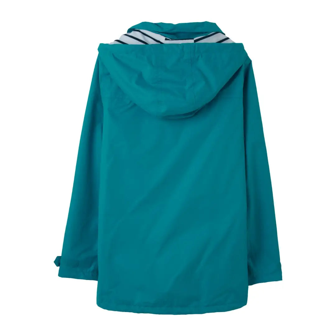 Teal Lighthouse Beachcomber Ladies Waterproof Jacket with striped collar lining