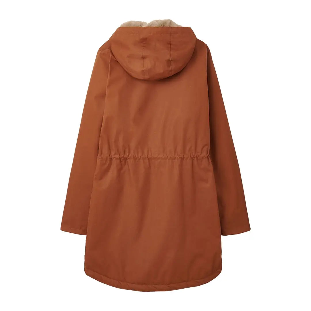 Rust-colored Lighthouse Isobel Coat with drawstring waist and faux fur lining