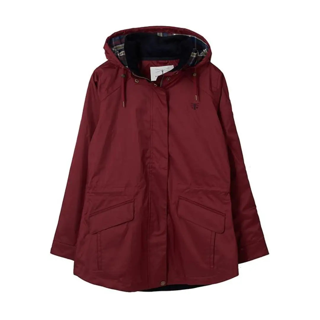 Burgundy Lighthouse Kendal Raincoat with pockets and drawstring hood perfect for rainy days