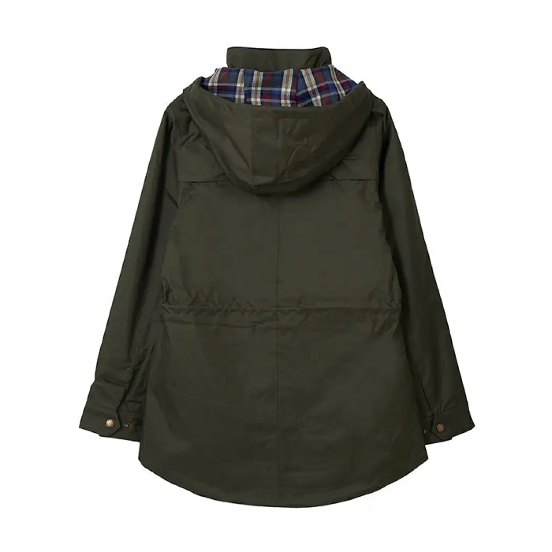 Dark green Lighthouse Kendal Raincoat with plaid collar from the Lighthouse Heritage Collection