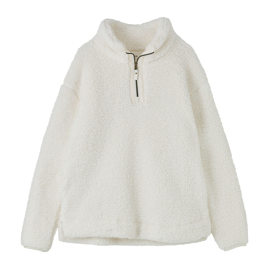 Cozy White Fleece Quarter-Zip Pullover from Lighthouse Ladies Bay Fleece collection