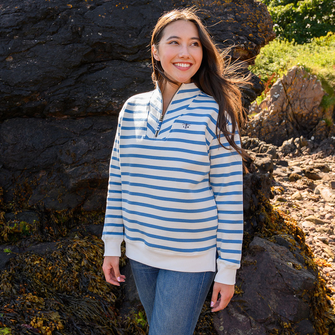 Striped pullover sweatshirt from Lighthouse Ladies Coral Jersey collection