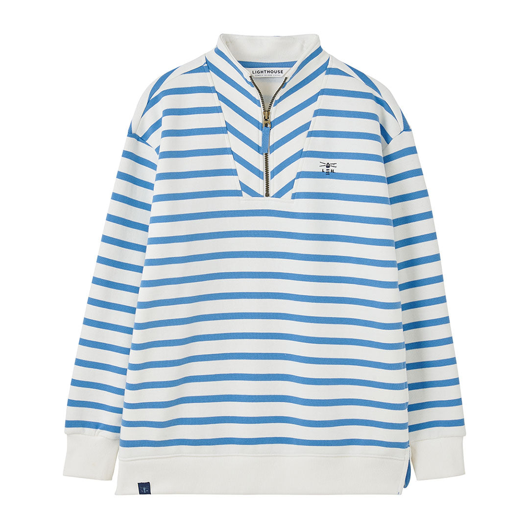 Blue and white striped pullover sweatshirt from Lighthouse Ladies Coral Jersey