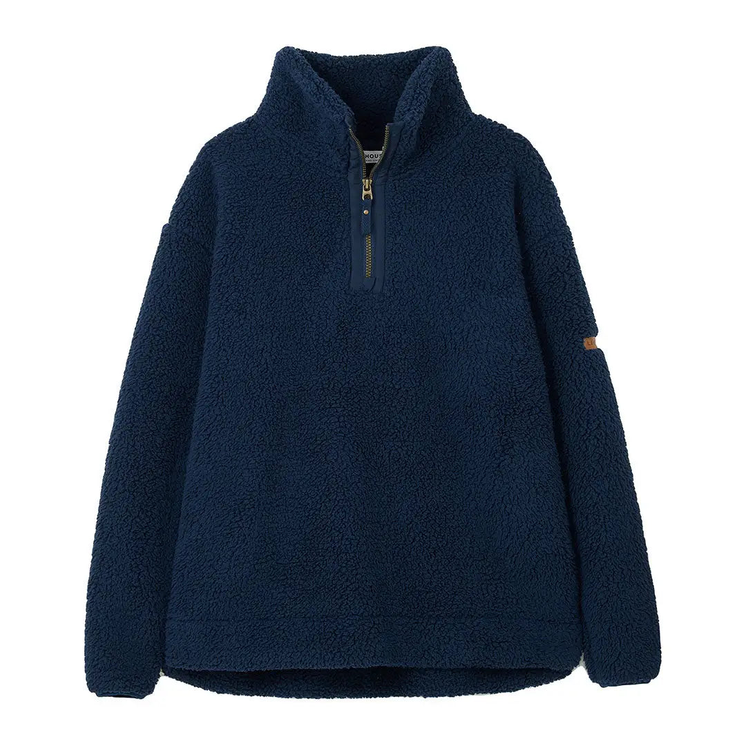 Navy blue funnel-necked half-zip fleece pullover from Lighthouse Ladies collection