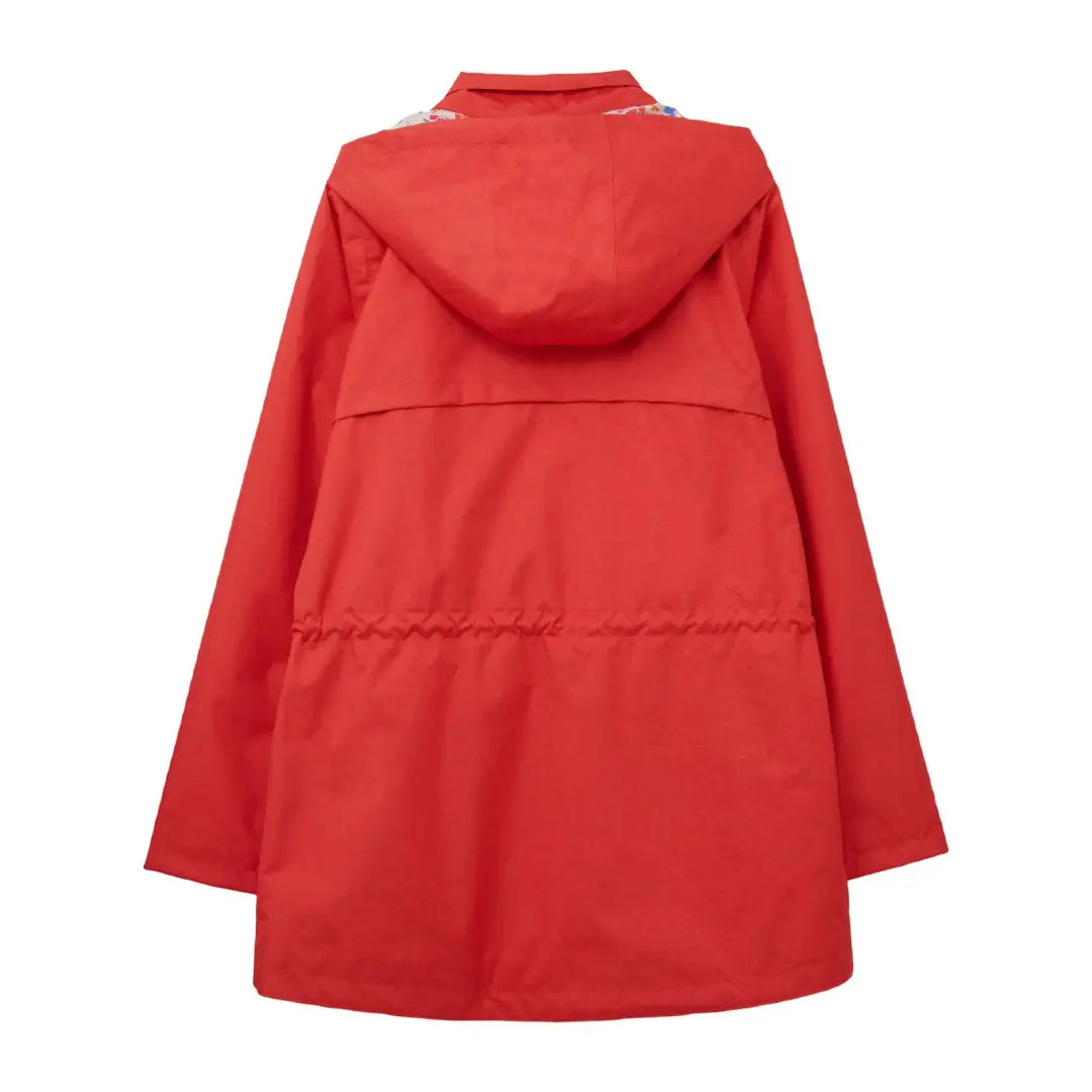 Red hooded raincoat with zipper, featuring cozy cotton blend lining from Lighthouse Ladies