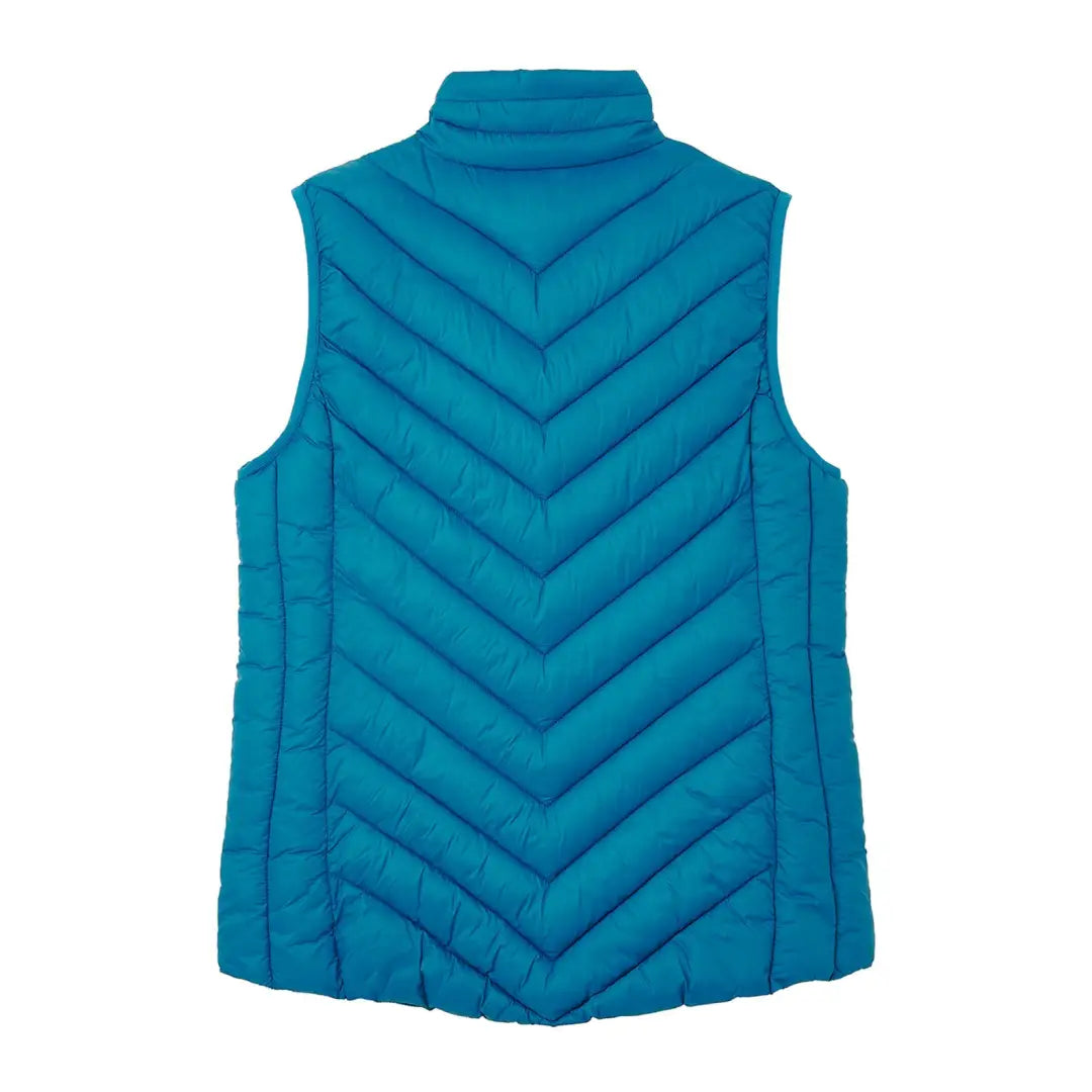 Bright blue quilted puffer vest, chevron pattern, perfect warm gilet for style lovers