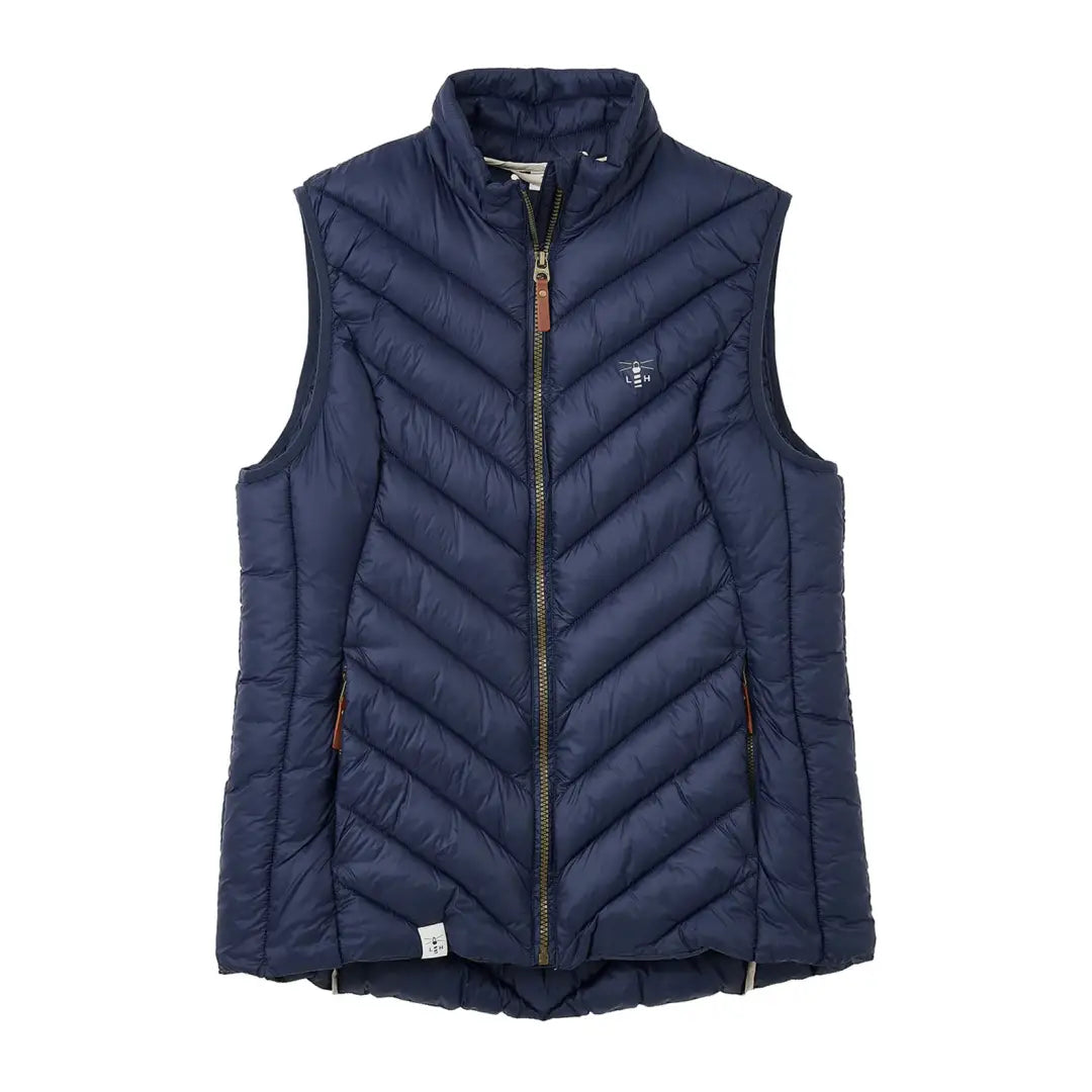 Navy blue quilted Lighthouse Laurel Gilet with full-length zipper for cozy style