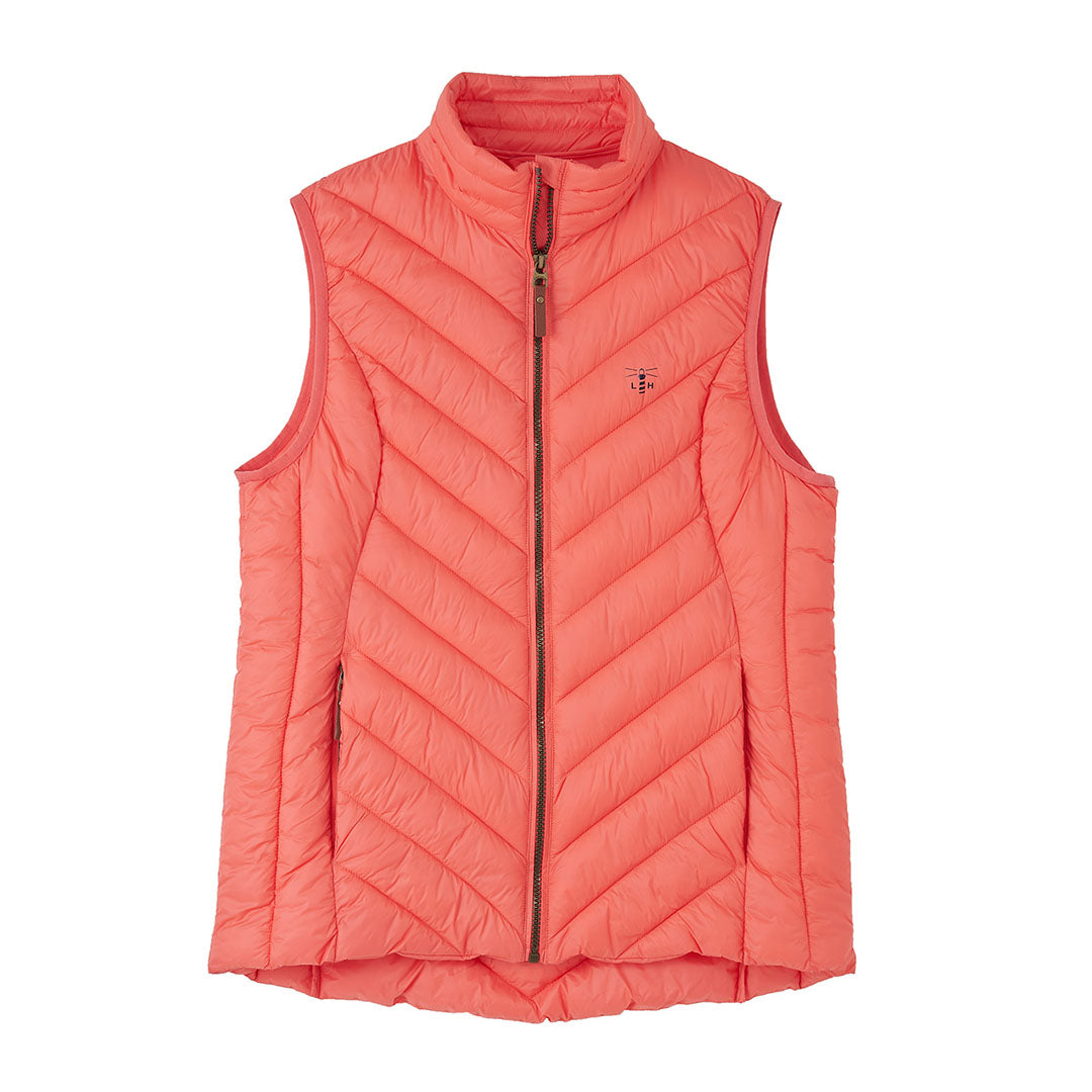 Coral quilted vest from Lighthouse Laurel, perfect for country clothing adventures