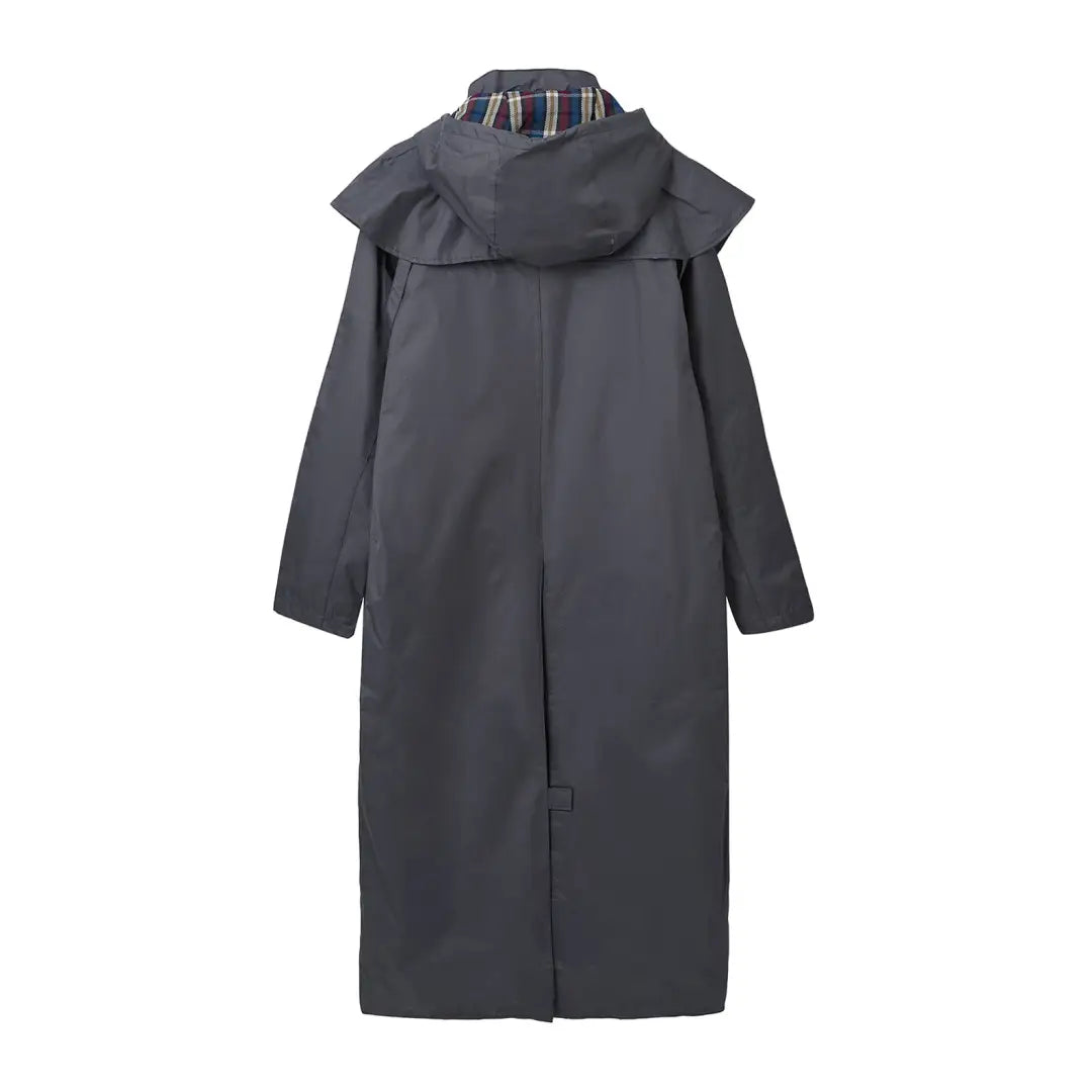 Long gray Lighthouse Outback Full Length Ladies Waterproof Raincoat with striped lining