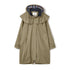 Khaki Lighthouse Outrider 3/4 Length Ladies Waterproof Raincoat with plaid-lined hood