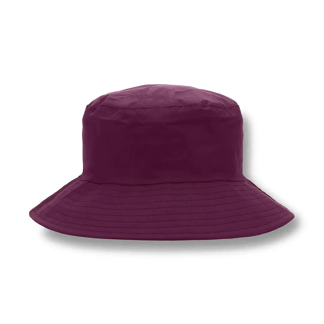 Purple bucket hat with wide brim, perfect for the Lighthouse Storm waterproof ladies look