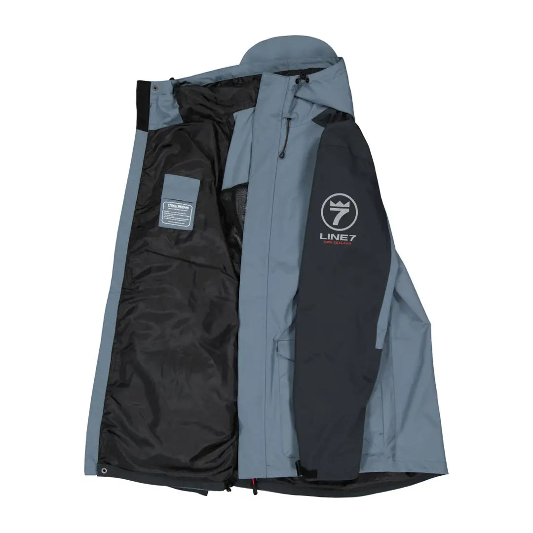 Light blue and black Line 7 Storm Armour10 Waterproof 2 layer Jacket with logo