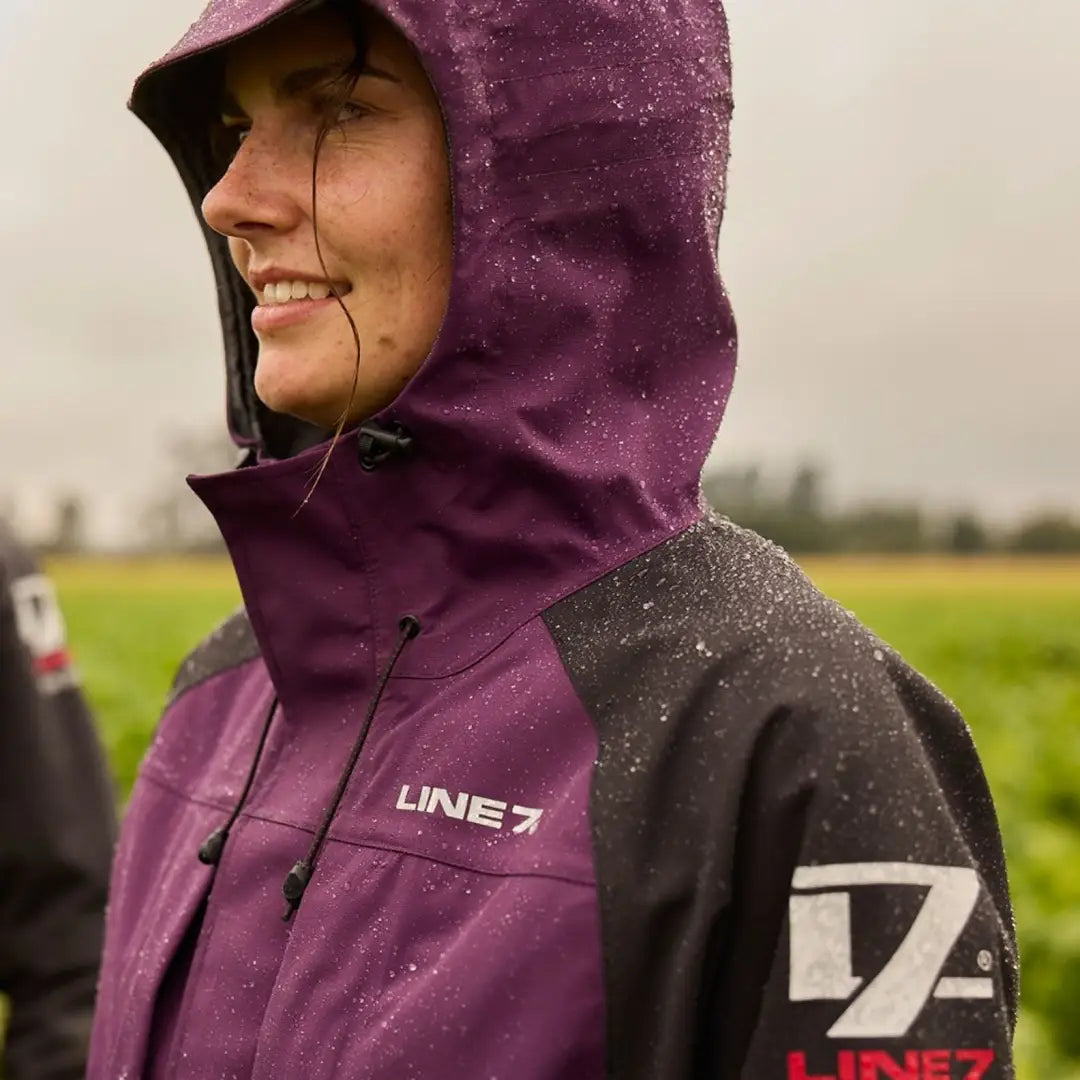 Purple and black Line 7 Storm Pro20 jacket for peak level waterproof protection