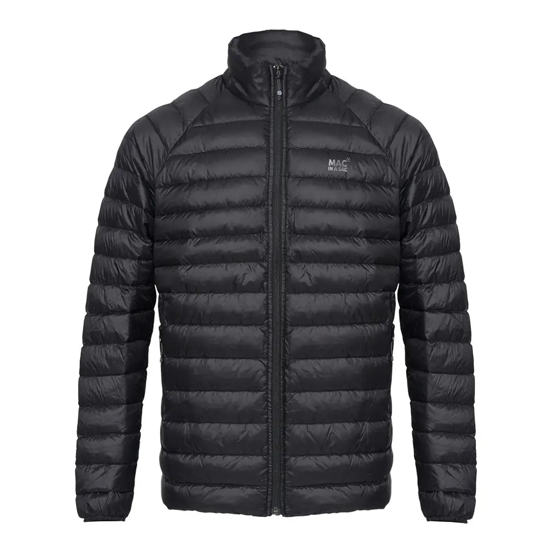 Black quilted puffer jacket with full zipper, perfect for country clothing and outdoors