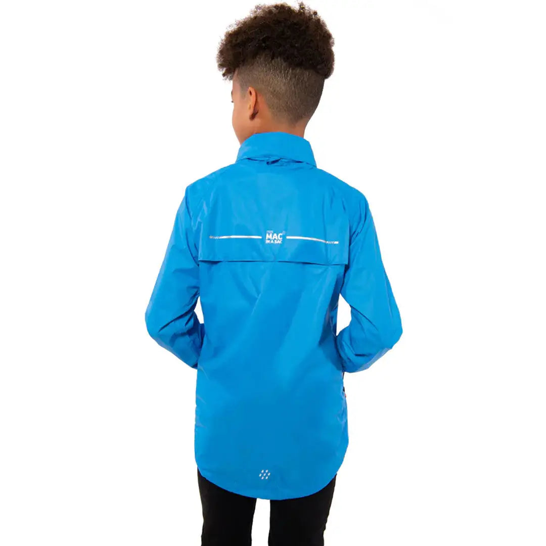 Blue Mac in a Sac Origin Kids Jacket with reflective stripe for active country clothing