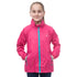 Bright pink Mac in a Sac Origin 2 Kids Jacket with blue zipper and fully taped seams