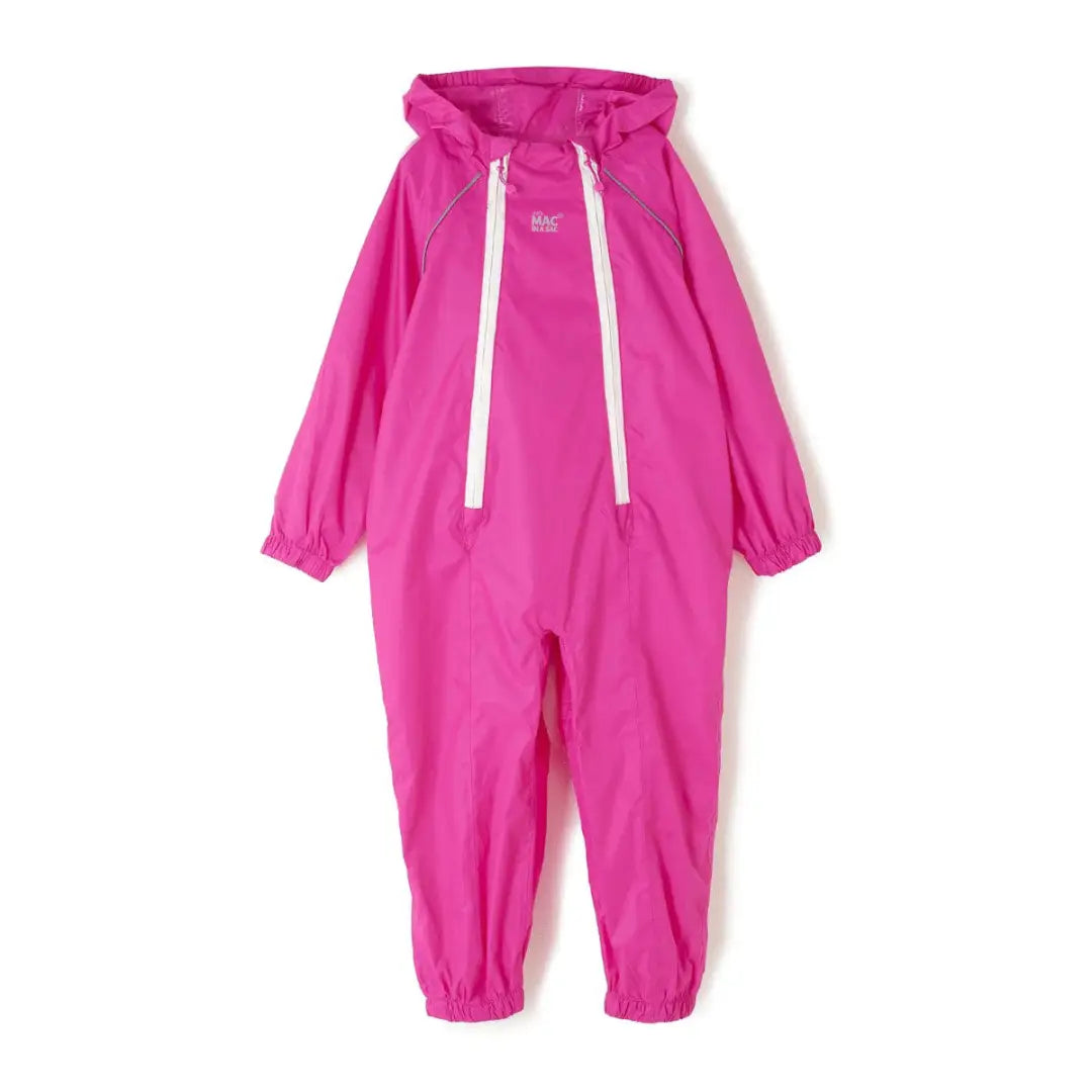 Bright pink hooded onesie rain suit from Mac in a Sac, perfect for country clothing and hunting