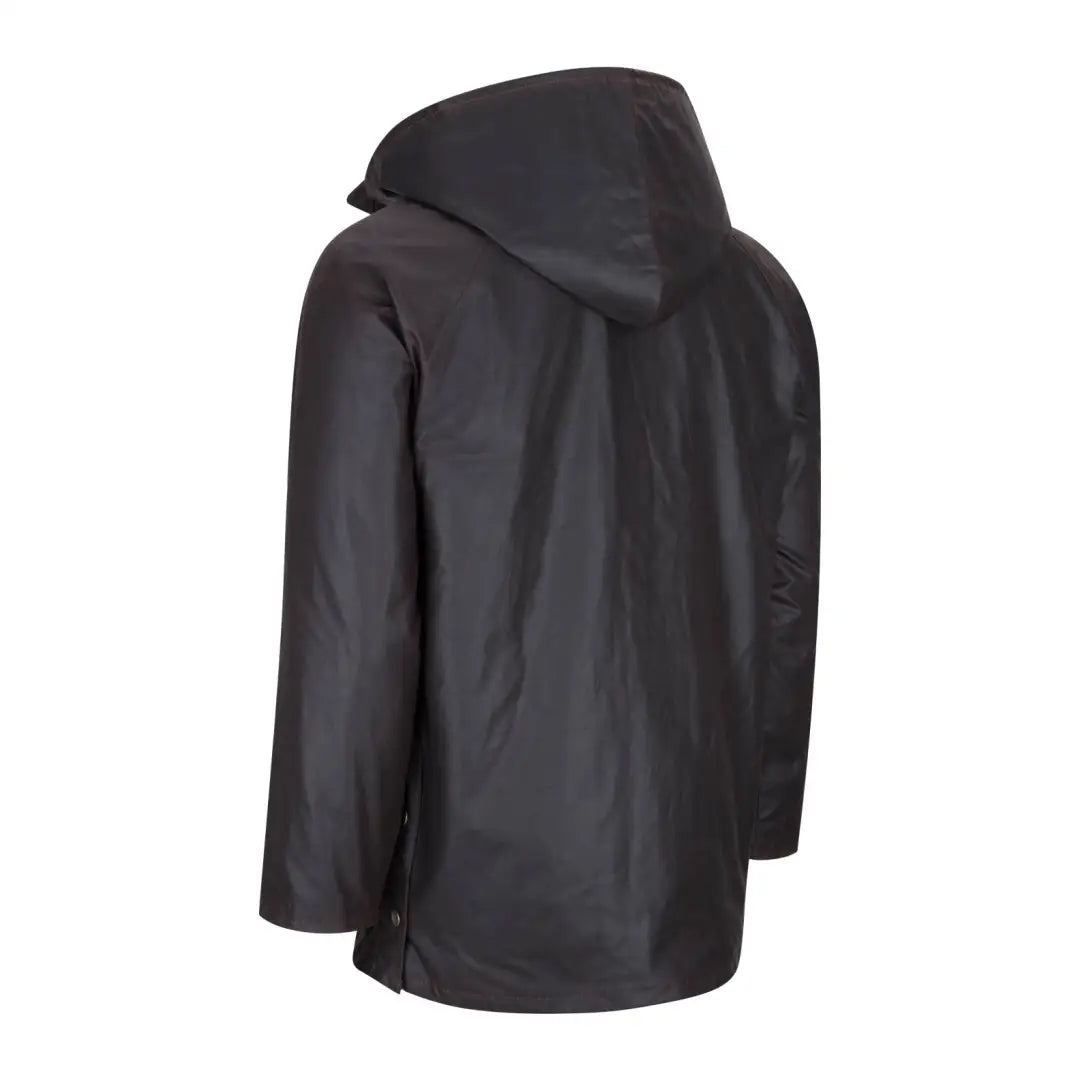 Black hooded rain jacket with zipper, perfect for Mens Classic Antique Wax style