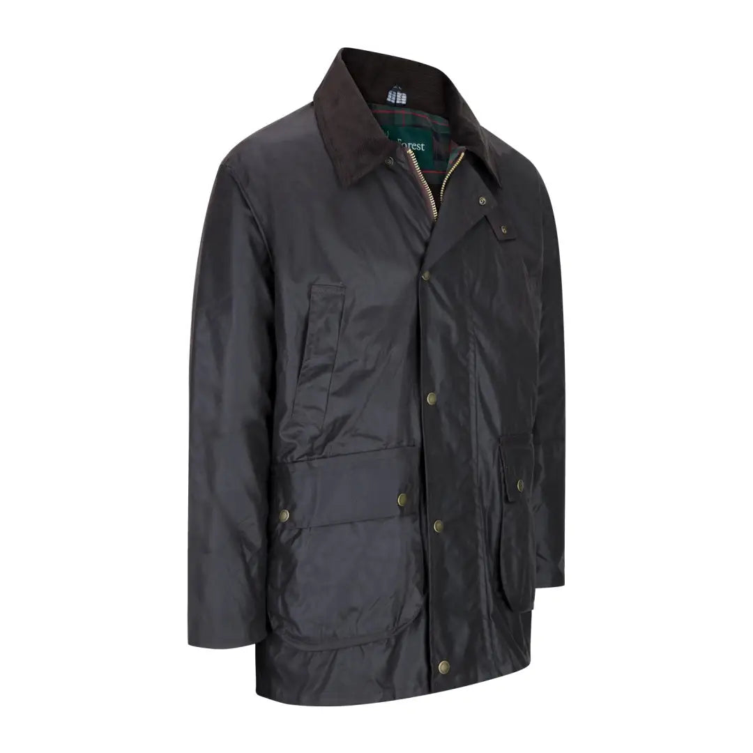 Dark gray Cupra wax jacket with corduroy collar and snap closures for a stylish look