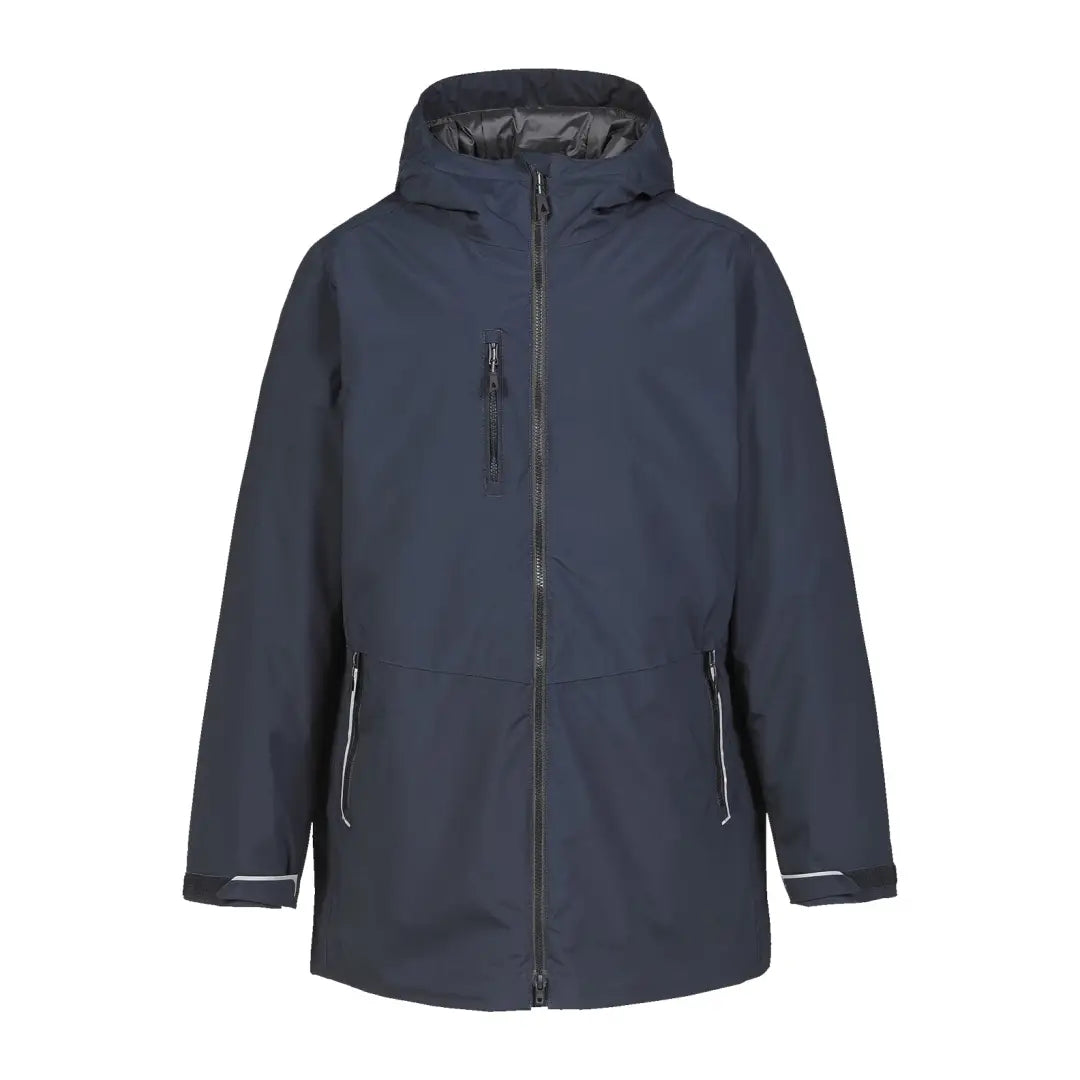 Navy blue Musto Corsica Primaloft rain jacket with zippered front and side pockets