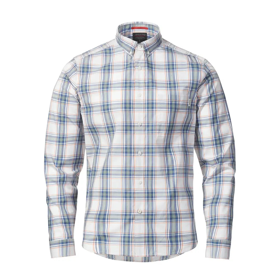 Musto Marina Plaid Long Sleeve Shirt in white, blue, and pink tones for casual style