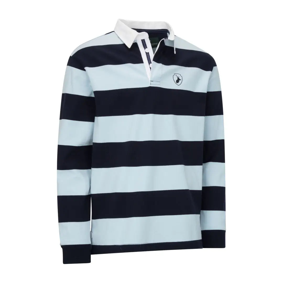 Light blue and navy striped rugby shirt from New Forest Classic Stripe collection