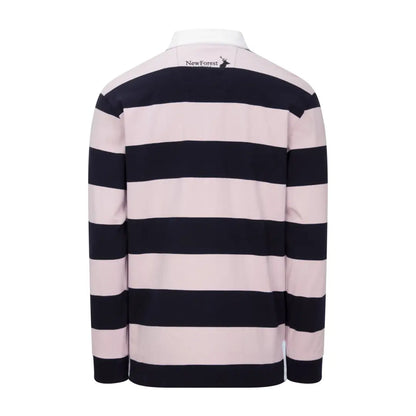 Striped long-sleeve rugby shirt in navy and light pink from New Forest Classic Stripe collection