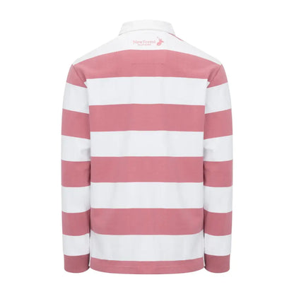 Pink and white horizontally striped rugby shirt from New Forest Classic Stripe collection