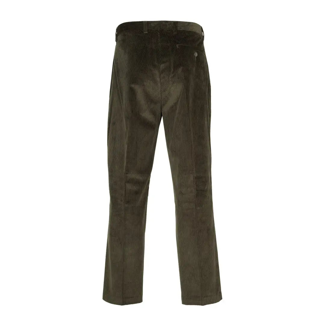 Dark olive green cord trousers perfect for country clothing and hunting adventures