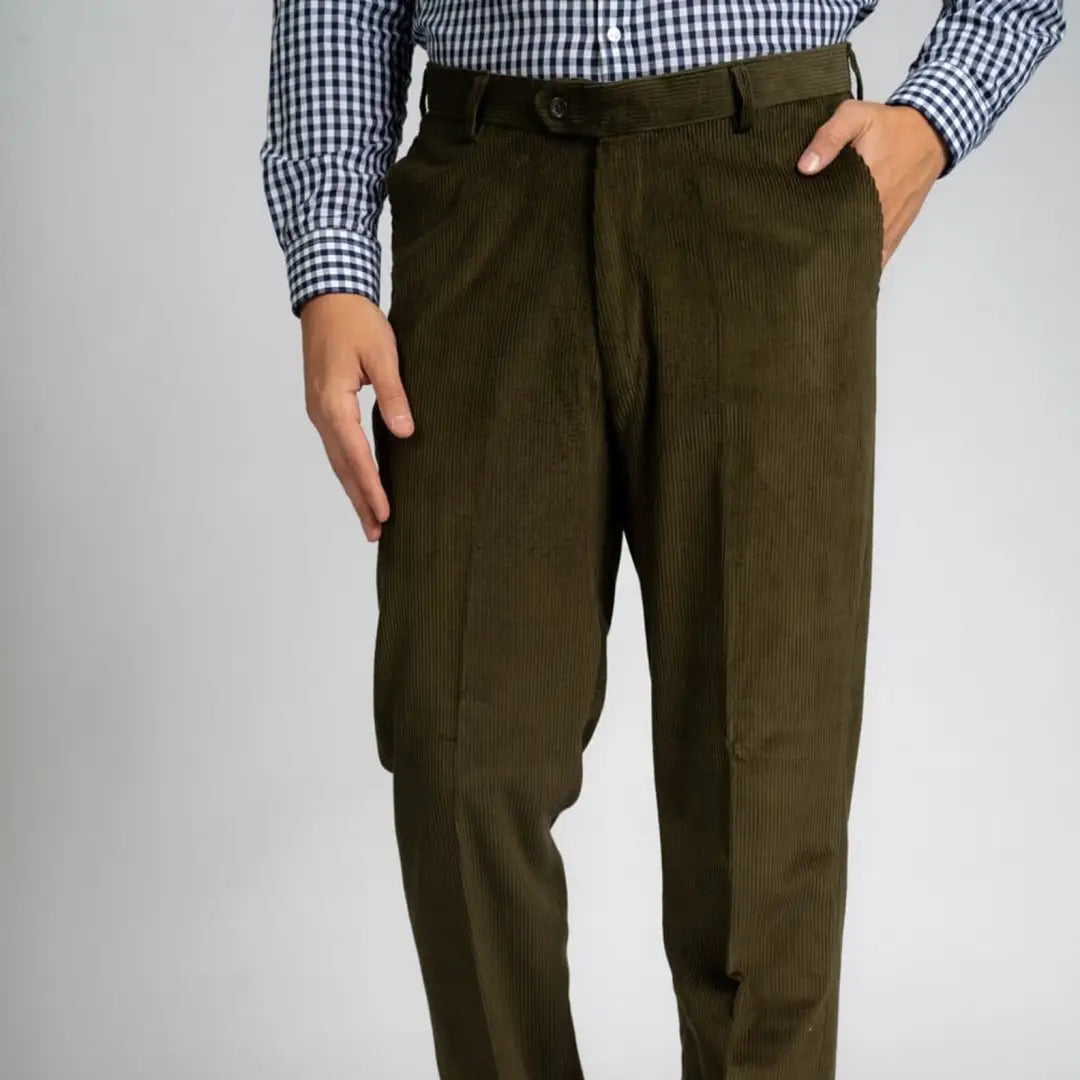 Dark olive green New Forest Cord Trousers perfect for country clothing and hunting adventures