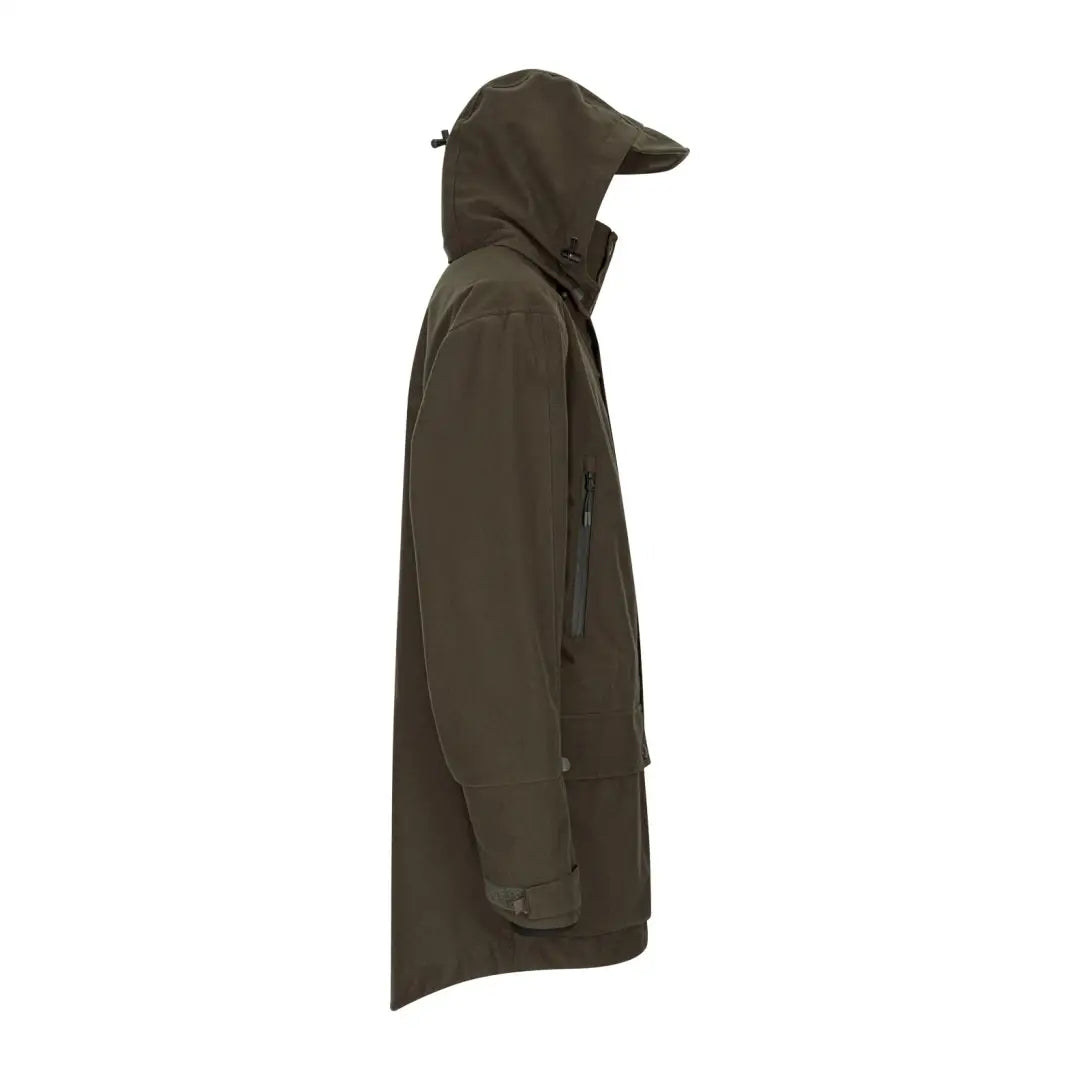 Dark green Forest Country Sport Jacket with a peaked cap-style hood for outdoor adventures