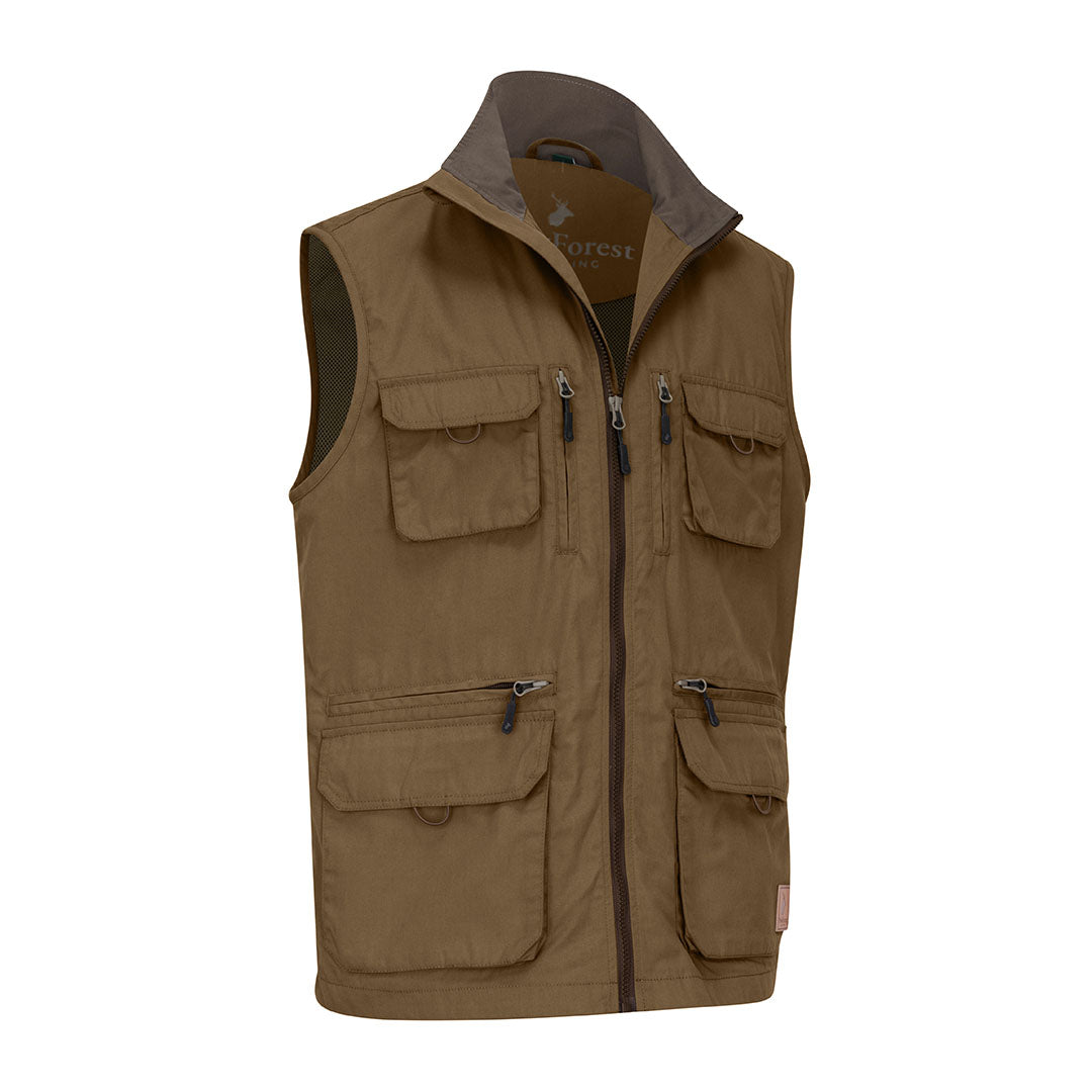 Brown multi-pocketed vest perfect for adventures with the New Forest Explorer Gilet