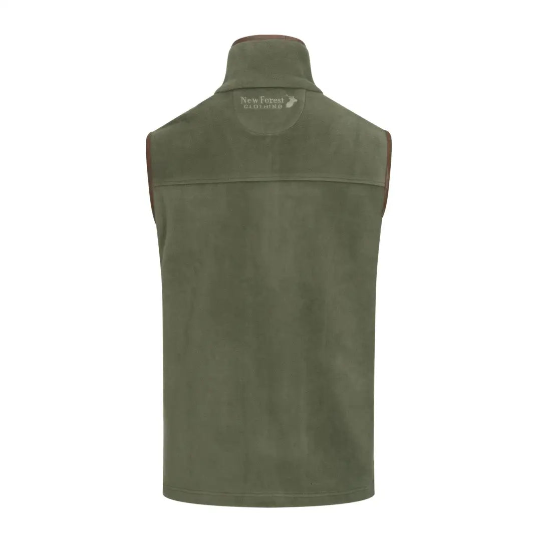 Olive green sleeveless fleece gilet with high collar from New Forest Fleece collection