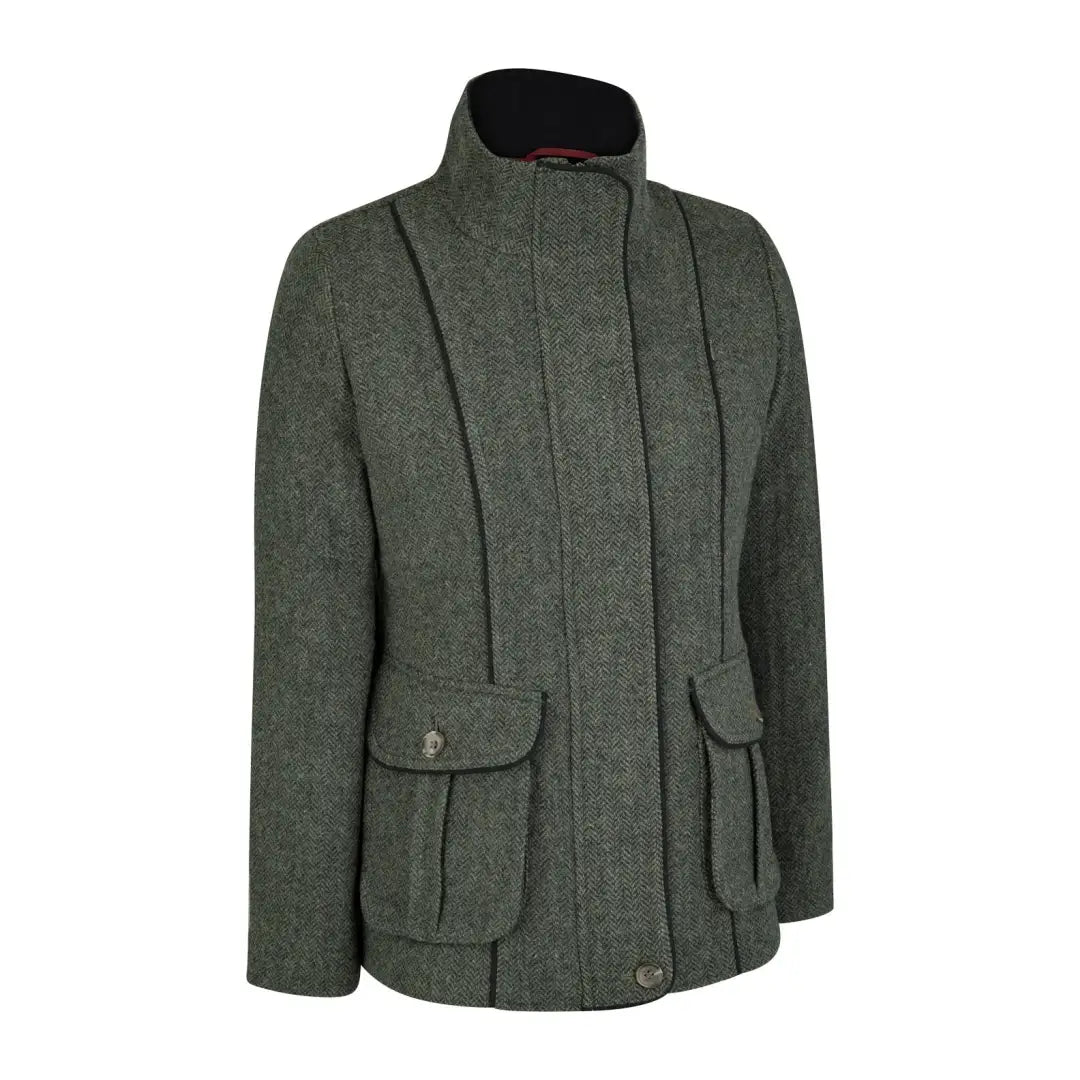 Green Forest Florence Tweed Jacket with high collar and pockets perfect for any outfit