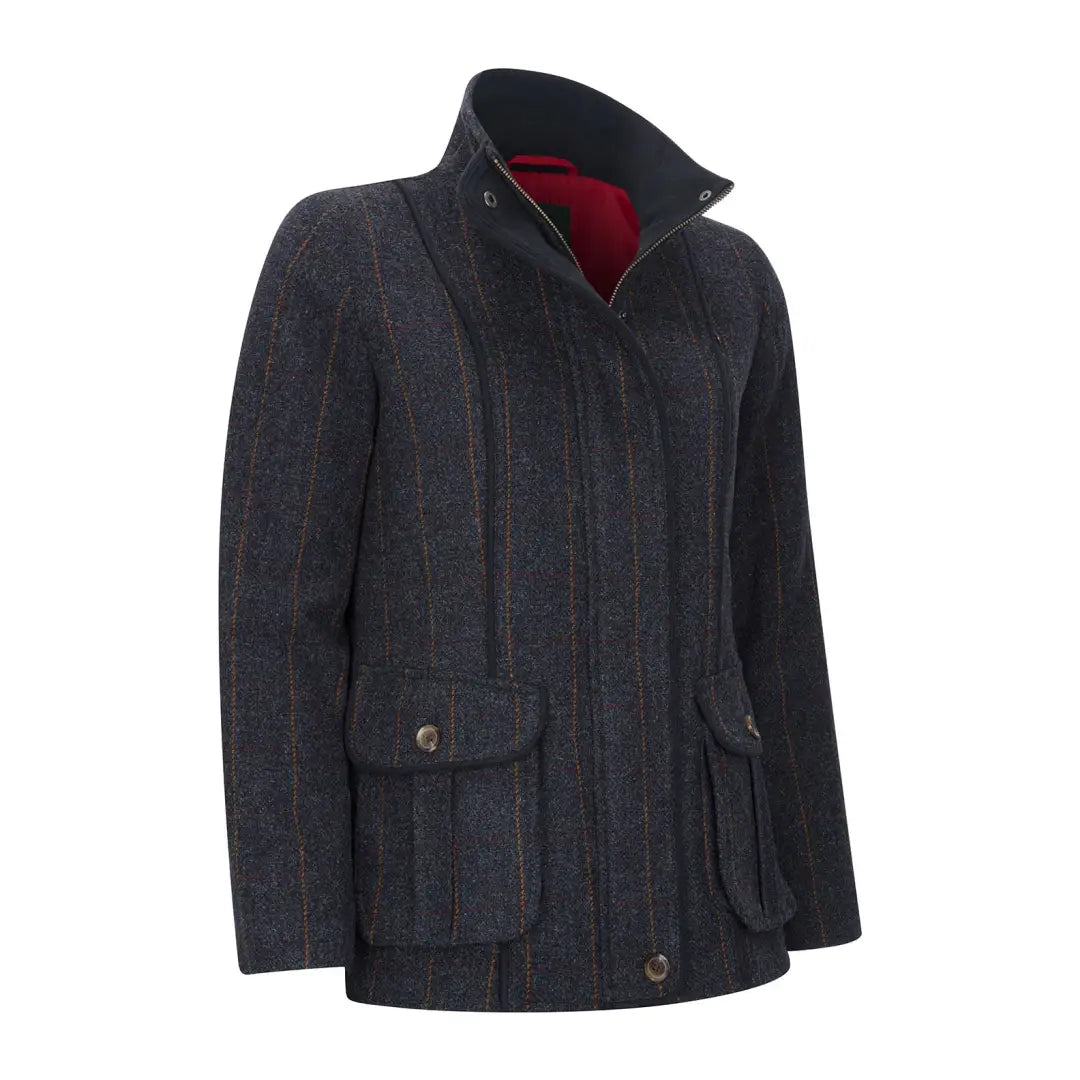 Dark gray premium quality New Forest Florence tweed jacket with high collar and pockets