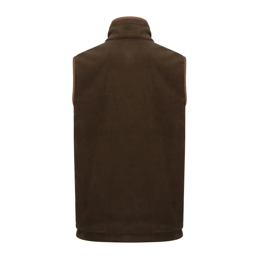 Brown high collar fleece gilet perfect for cozy warmth in the forest