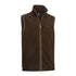 Brown fleece gilet with orange zipper perfect for cozy forest adventures