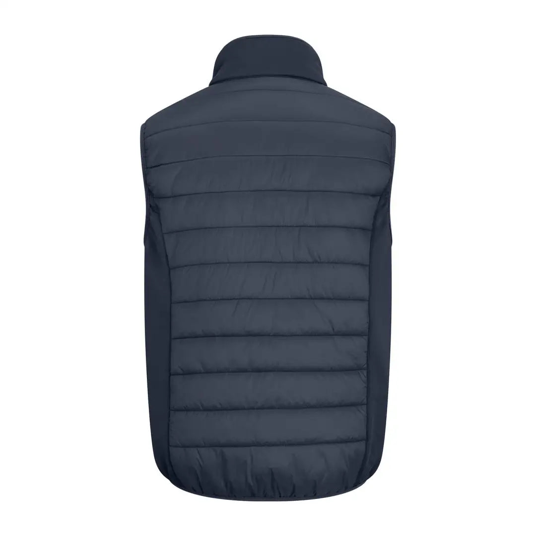 Navy blue quilted vest with high collar from the New Forest Heated Gilet collection