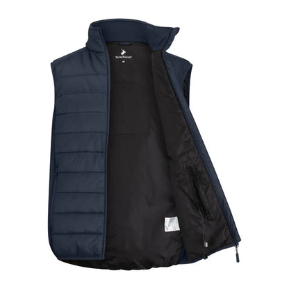 Navy blue quilted Forest Heated Gilet with black lining and zipper closure