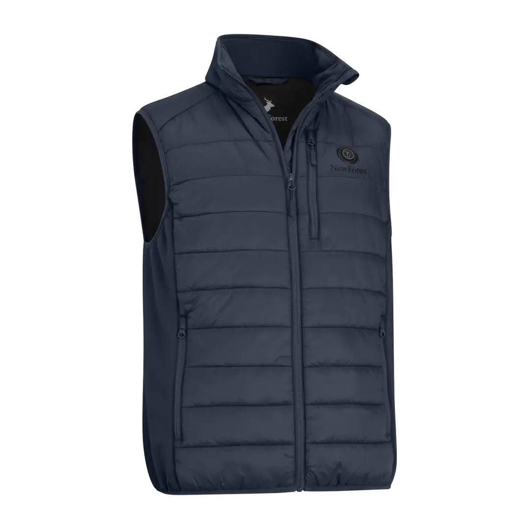 Navy blue quilted puffer vest, New Forest Heated Gilet with a full zipper and collar