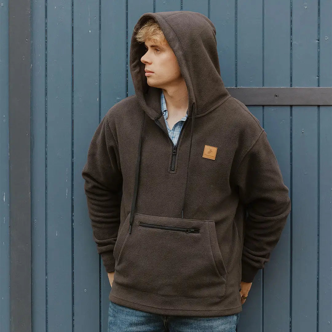 Brown Hooded Pullover Sweatshirt with Front Pocket from New Forest Heathland Hoodie