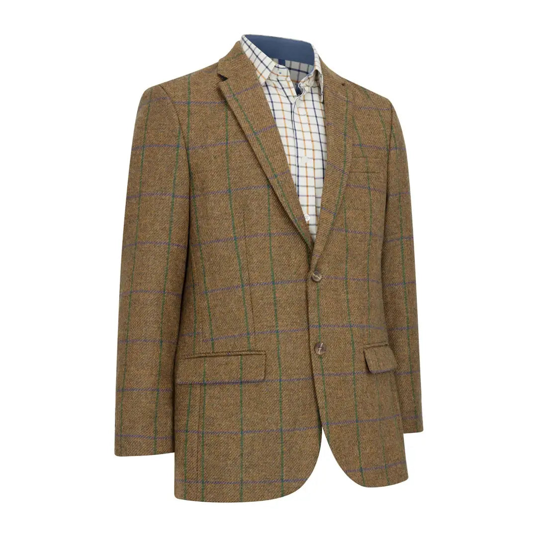 Tweed blazer in brown and blue checkered pattern from New Forest Heritage Tweed collection