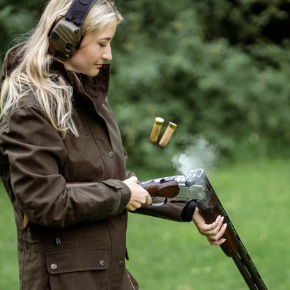 Shotgun ejecting spent shell casings and smoke in New Forest Ladies Country Sport Jacket