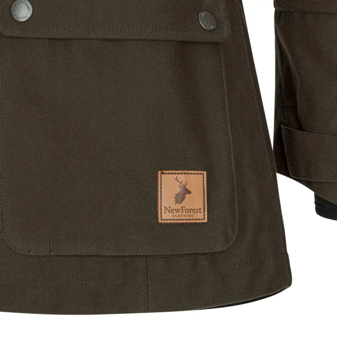 Dark green New Forest Ladies Country Sport Jacket with deer logo leather patch