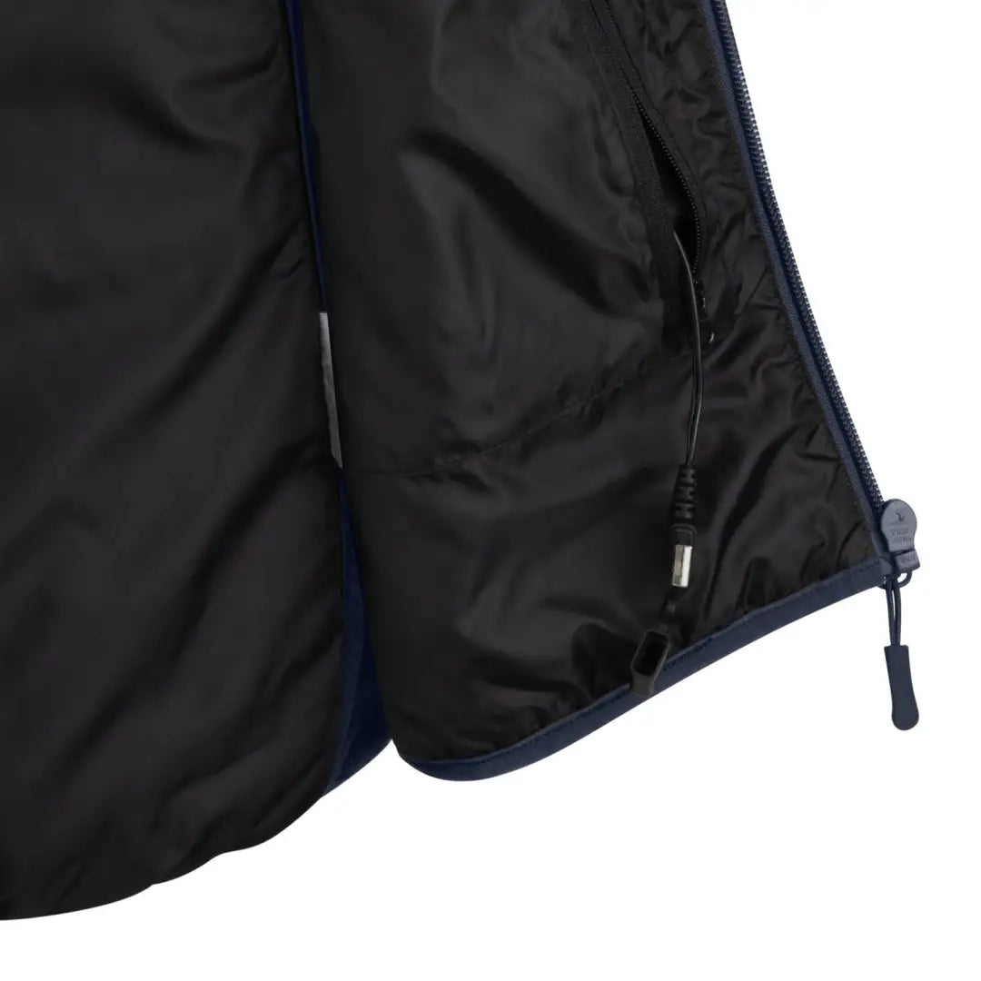 Corner of black jacket with zipper and drawstring from New Forest Ladies Heated Gilet