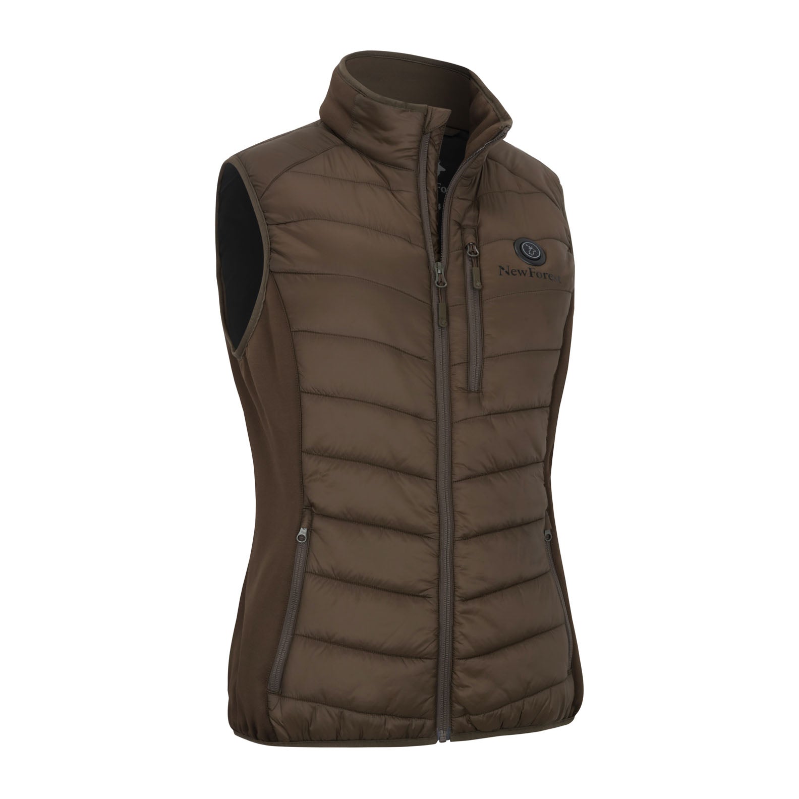 Brown quilted vest from the New Forest Ladies Heated Gilet, perfect for chilly days